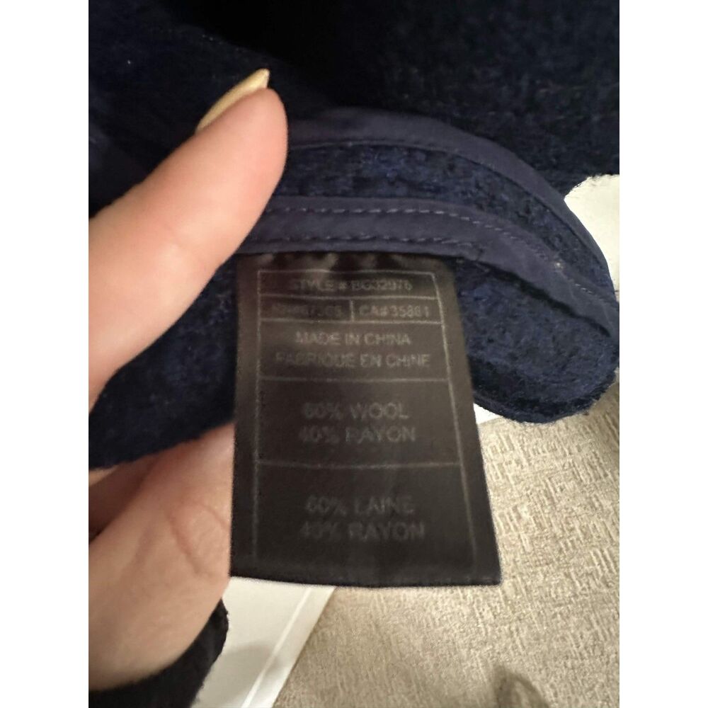 BB Dakota Navy Blue Wool Blend Draped Waterfall Open Front Blazer- Size XS - Picture 6 of 8